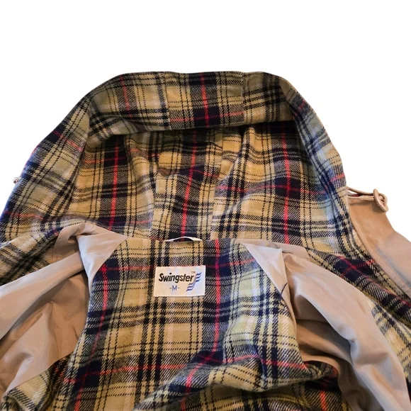Vintage Swingster Mens Kahki Jacket Sz M Flannel Lined Two Way Zipper Utility - Picture 15 of 16